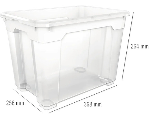 Opbergdoos van kunststof met afmetingen van 368 x 256 x 264 millimeter