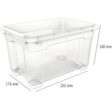 Opbergdoos van kunststof met de afmetingen 260 x 174 x 148 millimeter