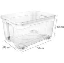 Opbergdoos van kunststof met wielen en maatvoering