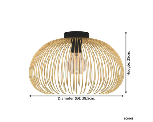 Plafondlamp van metaal met een diameter van 38,5 cm en een hoogte van 25 cm