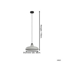 Grijze hanglamp, diameter 38 cm, hoogte 110 cm