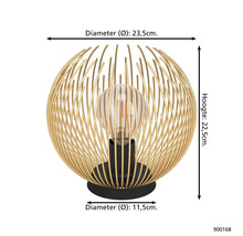 Tafellamp met een diameter van 23,5 cm, een hoogte van 22,5 cm en een lampvoetdiameter van 11,5 cm