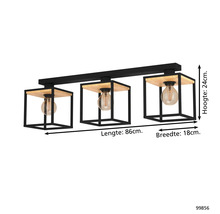 Plafondlamp met drie lichtbronnen in kubusvorm