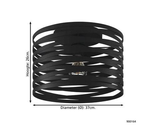 Plafondlamp, hoogte 26 cm, diameter 37 cm