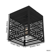 Kubusvormige plafondlamp met de afmetingen 18 cm x 18 cm x 20,5 cm