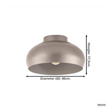 Metalen plafondlamp, diameter 40 cm, hoogte 17,5 cm