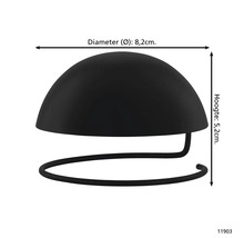 Zwarte lampenkap met afmetingen 8,2 cm diameter en 5,2 cm hoogte