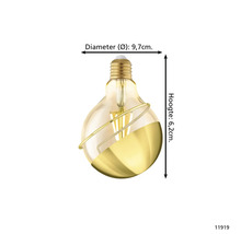 Decoratieve gloeilamp met gedeeltelijk gecoat oppervlak en afmetingen