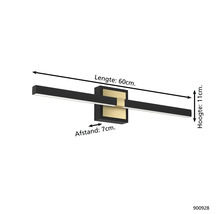 LED wandlamp met de afmetingen 60 cm lengte, 11 cm hoogte en 7 cm afstand