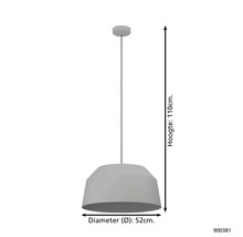Hanglamp met een diameter van 52 cm en een hoogte van 110 cm