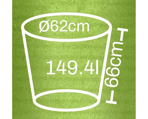 Technische tekening van een plantenbak met maatvoering