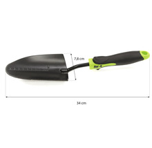 Tuinschep met een lengte van 34 cm en een bladbreedte van 7,8 cm.