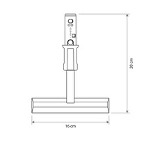 Technische tekening van een raamwisser met een hoogte van 20 centimeter en een breedte van 16 centimeter.