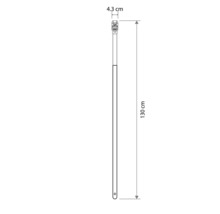 Technische tekening van een steel met afmetingen: lengte 130 centimeter, breedte bovenaan 4,3 centimeter.