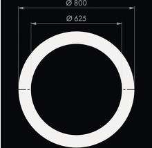 Technische tekening van een ring met een buitendiameter van 800 en een binnendiameter van 625.