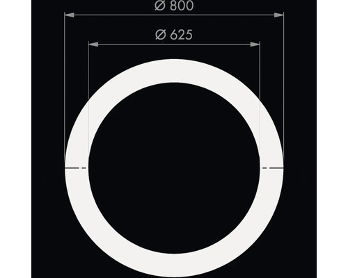 Technische tekening van een ring met een buitendiameter van 800 en een binnendiameter van 625.