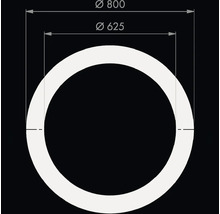 Technische tekening van een ronde ring met een binnendiameter van 625 millimeter en een buitendiameter van 800 millimeter.