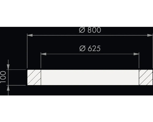 Maattekening van een ring met buitendiameter 800, binnendiameter 625 en hoogte 100.