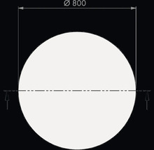 Technische tekening van een rond product met een diameter van 800 millimeter.