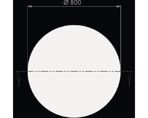 Technische tekening van een rond product met een diameter van 800 millimeter.
