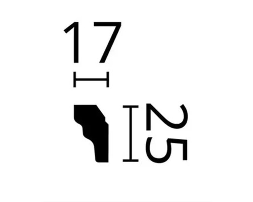 Profieltekening van een lijst met de afmetingen 17 bij 25