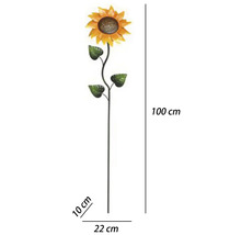 Tuinsteker zonnebloem van metaal, hoogte 100 centimeter, breedte 22 centimeter, diepte 10 centimeter.