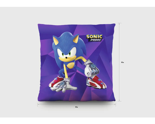 Vierkant sierkussen met Sonic Prime motief, 45 bij 45 centimeter.