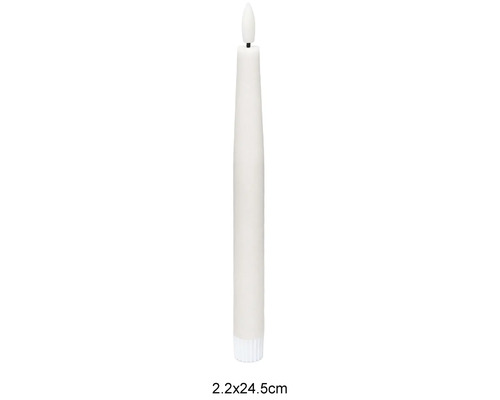 LED-staafkaars met vlamimitatie, afmetingen 2,2 bij 24,5 centimeter.
