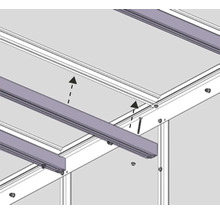 Montage van profielen op een frame voor een terrasoverkapping of carport.