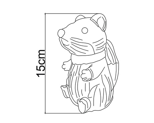 Decoratiefiguur hamster met een hoogte van 15 centimeter.
