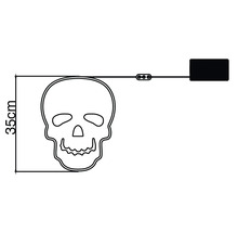 LED-decoratie schedel met een hoogte van 35 centimeter en batterijhouder.