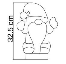 Lijntekening van een kerstkabouter met een hoogte van 32,5 centimeter.