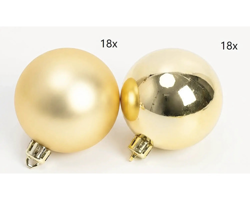 Kerstballen set bestaande uit 18 matte en 18 glanzende ballen.