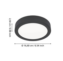 Ronde LED-plafondlamp, diameter 16,60 centimeter, hoogte 2,50 centimeter.