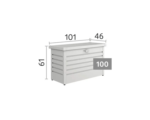 Tuinbox met afmetingen: breedte 101 centimeter, diepte 46 centimeter, hoogte 61 centimeter. Model 100.