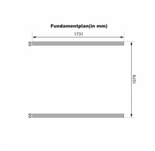 Technisch funderingsplan met afmetingen in millimeter voor een constructie.