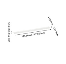 LED-armatuur met afmetingen: lengte 119,50 centimeter, breedte 14,50 centimeter en hoogte 6,50 centimeter.