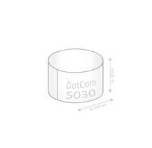Technische tekening DotCom 5030, cilindrisch, hoogte circa 30 centimeter, diameter circa 50 centimeter.