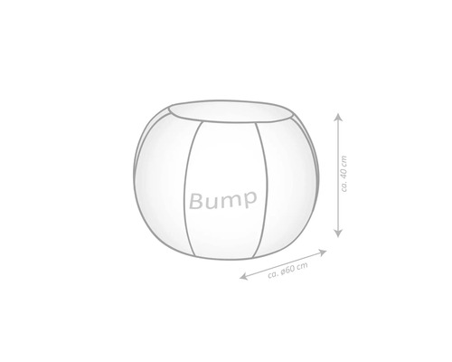 Maattekening van een Bump vloerkussen met een hoogte van circa 40 centimeter en een diameter van circa 60 centimeter.