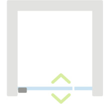Symbool voor in hoogte verstelbare onderdorpelafdichting