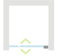 Symbool voor een automatische valdorpel onder een deur.