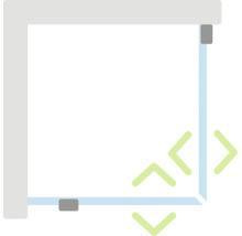 Symbool dat de verstelbaarheid van een douchecabine in de hoek weergeeft