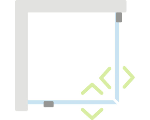Symbool dat de verstelbaarheid van een douchecabine in de hoek weergeeft