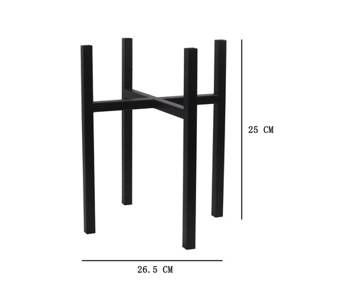 Metalen plantenstandaard met een hoogte van 25 centimeter en een breedte van 26.5 centimeter voor bloempotten