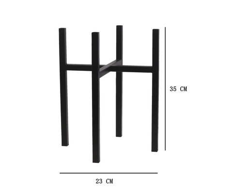 Stabiele plantenstandaard van metaal met een hoogte van 35 centimeter en breedte van 23 centimeter voor het presenteren van planten.