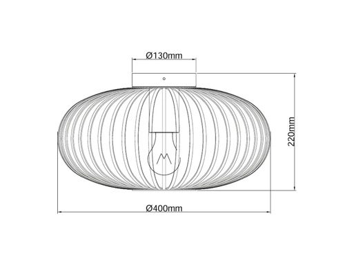 Technische tekening van een ronde plafondlamp met afmetingen 400 millimeter diameter en 220 millimeter hoogte.