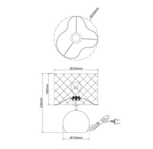 Technische tekening van een tafellamp met afmetingen voor de productmaten.