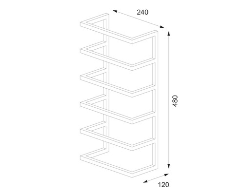 Technische tekening van een handdoekhouder met afmetingen: 240, 480 en 120 millimeter.