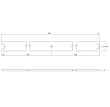 Technische tekening van een 900 millimeter lange plint met afmetingen 10, 40, 450 en 6 millimeter