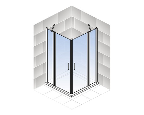 Hoekdouche met twee deuren